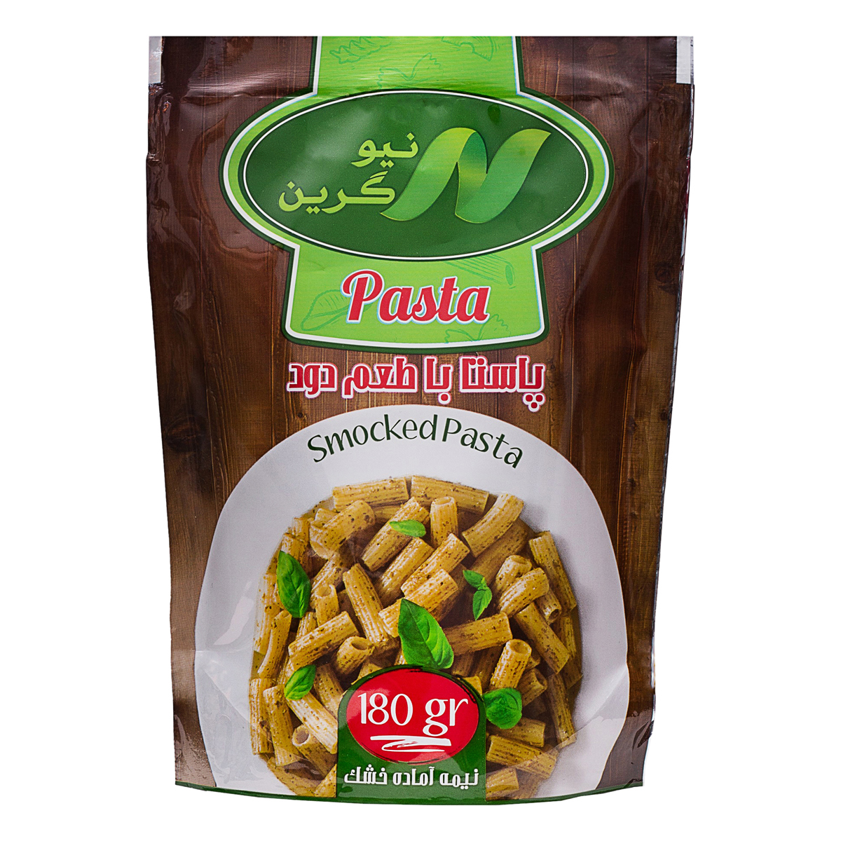 پاستا با طعم دود نیمه آماده خشک 180 گرمی نیو گرین