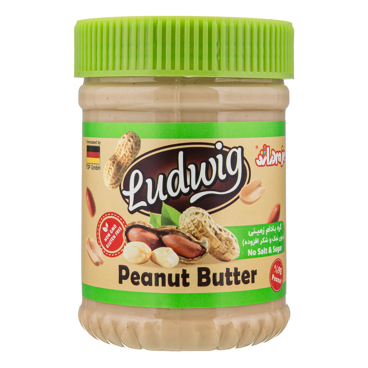 کره بادام زمینی بدون شکر و نمک افزوده لودویگ 350 گرمی دراژه