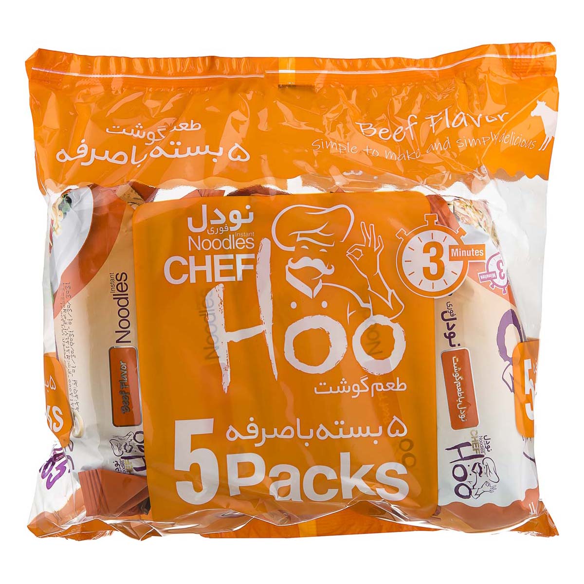 نودل با طعم گوشت 5 عددی شف هو
