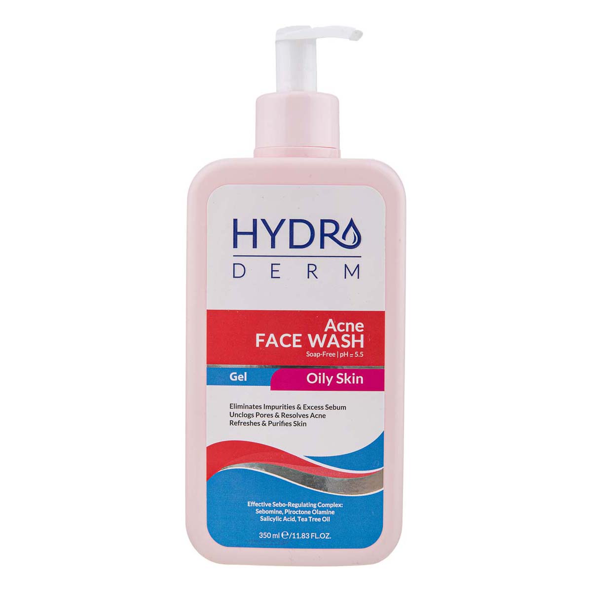 ژل شستشوی صورت پوست چرب، جوشدار، آکنه ای و حساس 350 میلی لیتری هیدرودرم