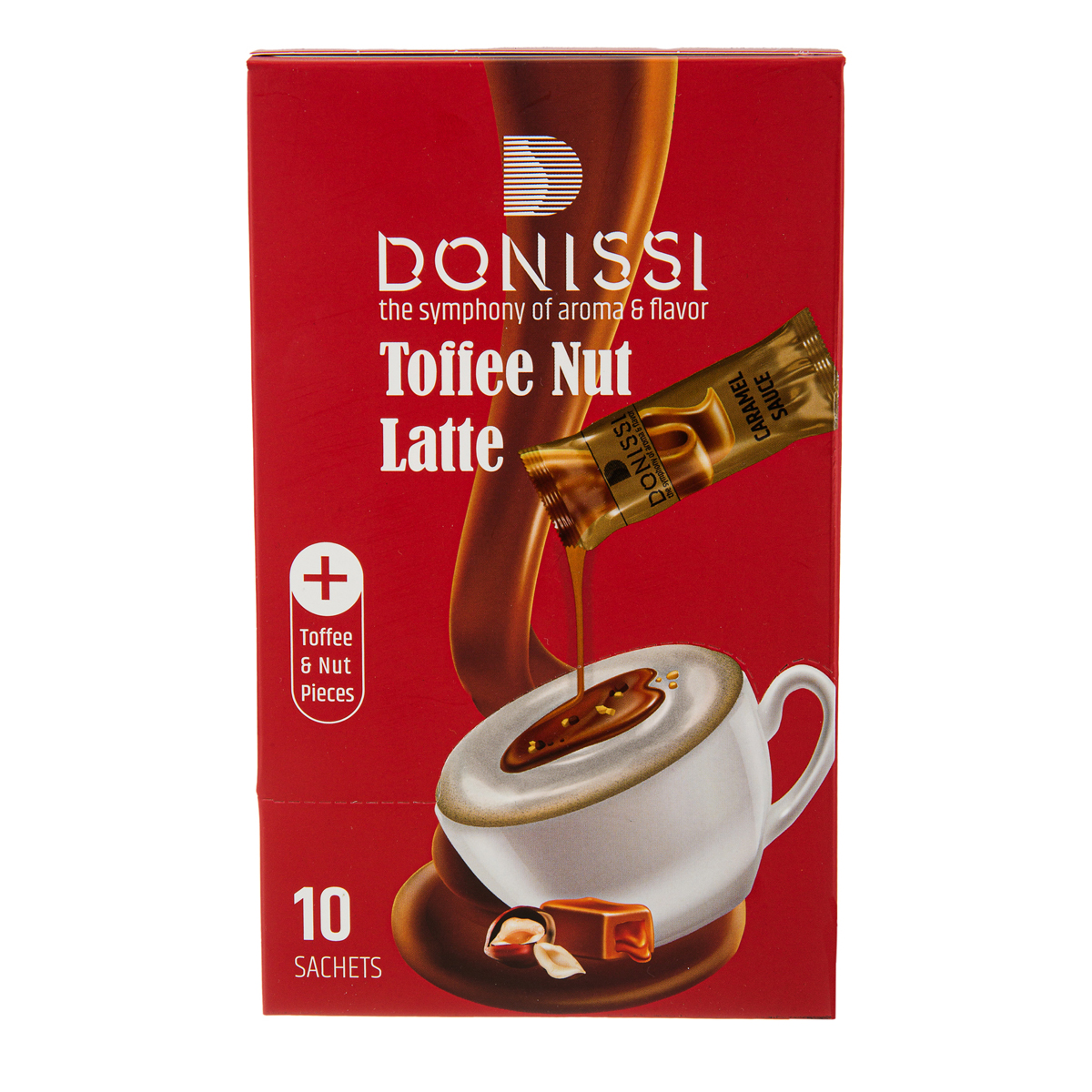 پودر مخلوط قهوه فوری لاته همراه با تکه های آجیل و تافی 10 عددی دونیسی