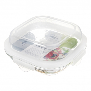 ظرف شیشه ای سرو و نگهداری دربدار 520 میلی لیتری لیمون