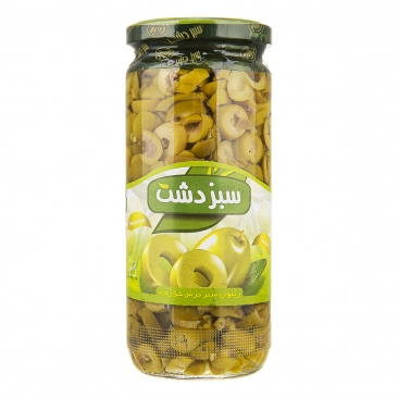 زیتون سبز برش خورده 490 گرمی سبزدشت