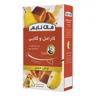 چای سیاه طعم دار با تکه های میوه کارامل و گلابی  12 عددی فان تایم