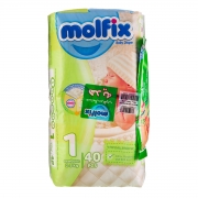 پوشک بچه سایز 1 (5-2 کیلوگرم) 40 عددی + هدیه دستمال مرطوب مولفیکس پوشک بچه سایز 1 (5-2 کیلوگرم) 40 عددی + هدیه دستمال مرطوب مولفیکس